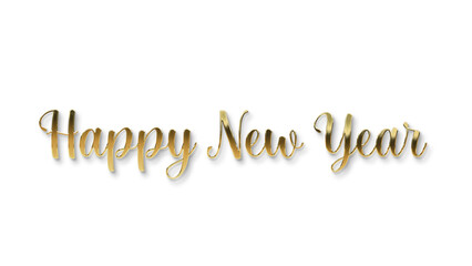 golden happy new year text calligraphy transparent png  for posters and banner and also for social media creative 