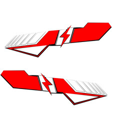 SRed, black, white decals. Side car body vector stripes decal. Vehicle vector Decal Stripes for the both parts, Racing Rally Stripes, Auto Racing Stripes Stickers