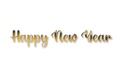 golden happy new year text calligraphy transparent png  for posters and banner and also for social media creative 