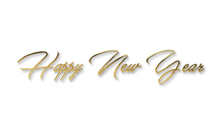 golden happy new year text calligraphy transparent png  for posters and banner and also for social media creative 