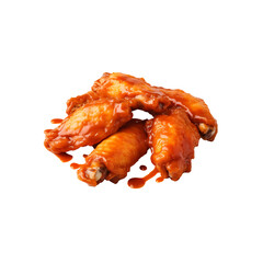 Chicken wings coated in a spicy buffalo sauce ,isolated on white and transparent background