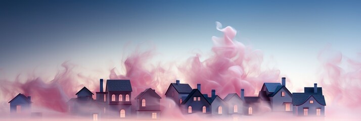 Fototapeta na wymiar Blurred Blue Pink Urban Building Background , Banner Image For Website, Background abstract , Desktop Wallpaper