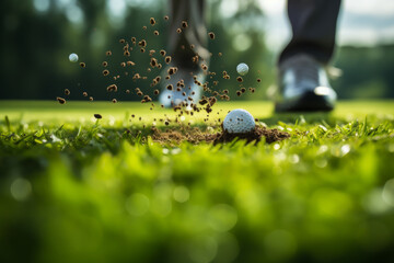A golf ball on the golf course - obrazy, fototapety, plakaty
