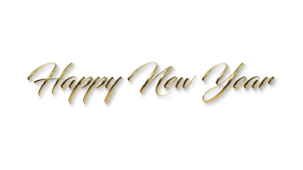 golden happy new year text calligraphy transparent png  for posters and banner and also for social media creative  - obrazy, fototapety, plakaty