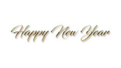 Fotobehang golden happy new year text calligraphy transparent png  for posters and banner and also for social media creative  © BHASKAR