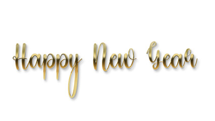 golden happy new year text calligraphy transparent png  for posters and banner and also for social media creative 