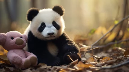  Cute panda animal on natural background © standret