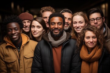 Fototapeta premium Group of people posing in front of a camera.