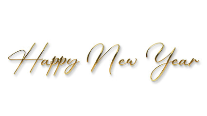 golden happy new year text calligraphy transparent png for posters and banner and also for social media creative - obrazy, fototapety, plakaty