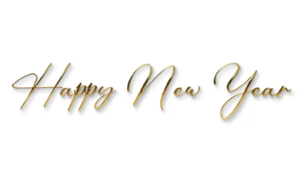 Foto op Plexiglas golden happy new year text calligraphy transparent png for posters and banner and also for social media creative © BHASKAR