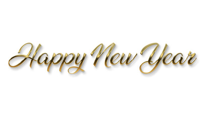 golden happy new year text calligraphy transparent png for posters and banner and also for social media creative