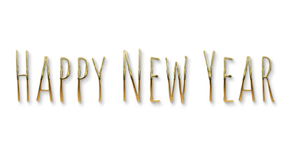 golden happy new year text calligraphy transparent png  for posters and banner and also for social media creative 