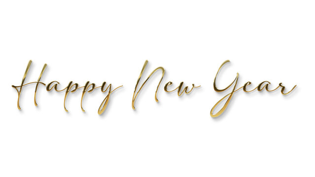 golden happy new year text calligraphy transparent png for posters and banner and also for social media creative