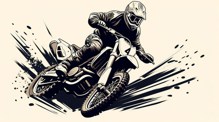 Design of a logo featuring motorcycle rider in black colors