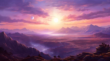 Selbstklebende Tapeten Kürzen A purple mountain landscape