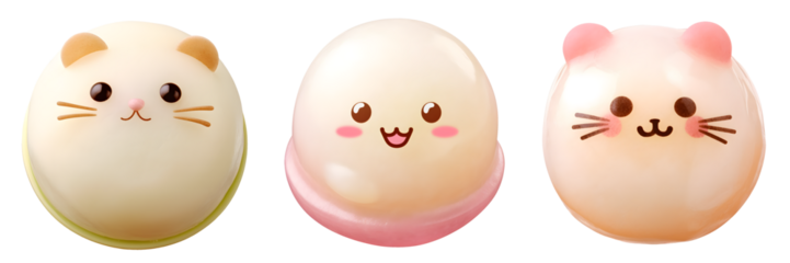 mochi isolated on transparent background - design element PNG cutout set collection