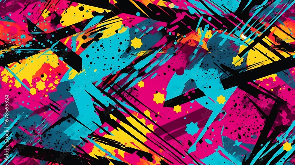 Poster generative ai : abstract neon sporty seamless pattern.