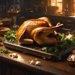 roasted chicken on the plate