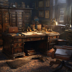 desk of herlock holmes generative ai