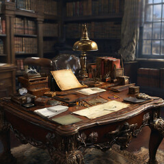 desk of herlock holmes generative ai