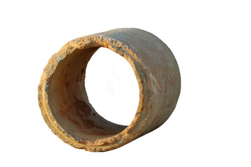 Old concrete pipe isolated on transparent background png file