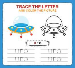 Trace letters of english alphabet and coloring book.Handwriting practice for preschool kids