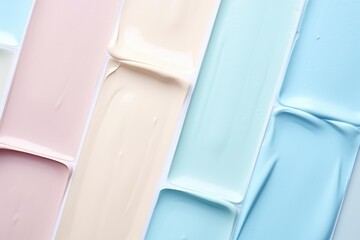 cosmetic smears and swatches cream texture on pastel background. AI Generated