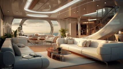 modern living room in sea