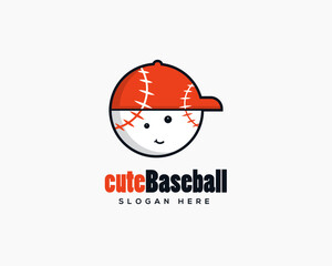 Cute baseball vector logo design template. Baseball logo design concept.