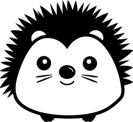 Cute hedgehog silhouette icon in black color. Vector template for laser cutting.