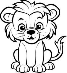 Cute little lion silhouette in black color. Vector template for laser cutting. © StocknPicture