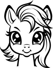 Cute little horse silhouette icon in black color. Vector template for laser cutting.