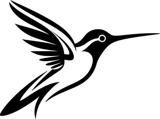 Hummingbird silhouette in black color. Vector template for laser cutting.