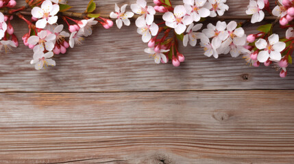 Spring Blossoms on Rustic Wooden Background