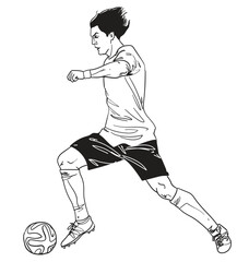 hand drawn action football vector illustration