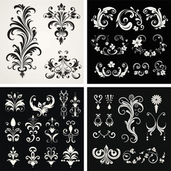 ornate floral ornamental design vintage vector decorative scroll illustration element art frame 