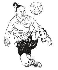 hand drawn action football vector illustration