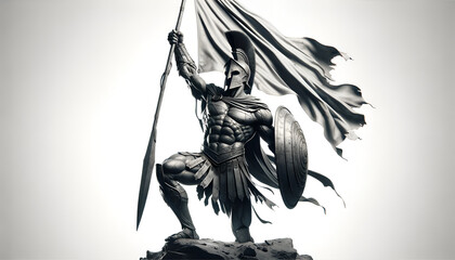 Fototapeta premium Spartaner hält Flagge hoch, Sieg