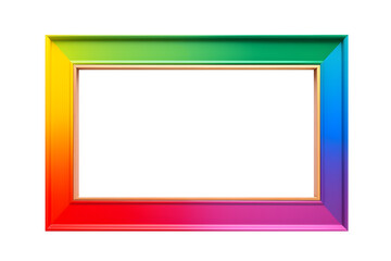empty rainbow picture frame isolated on transparent background, cutout home decor, interior, gallery mock up design element PNG