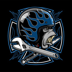  helmet side view as a biker club logo