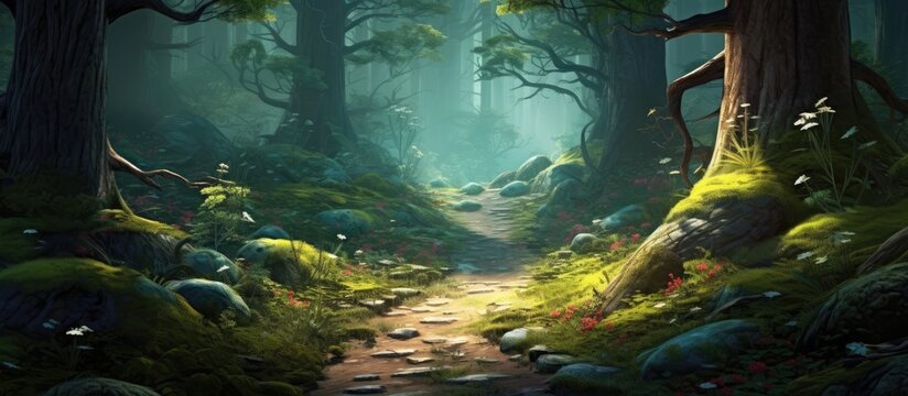 Mysterious trail in enchanted forest