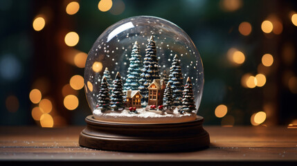 Fototapeta na wymiar A snow globe with christmas trees