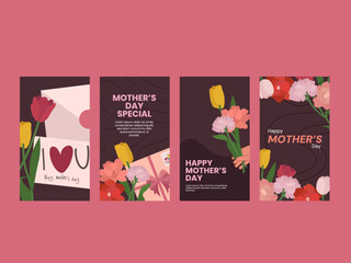 mothers day greetings gifts social media story in flat illustration