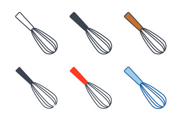 Whisk icon collection with different styles. Minimalist whisk for mixing and whisking icon symbol vector illustration isolated on white background