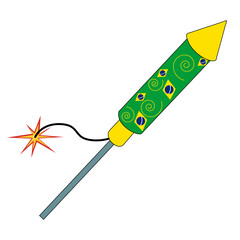 Fireworks rockets celebrate Brazil's Independence Day. The rocket carries the colors of the Brazilian flag