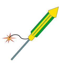 Fireworks rockets celebrate Brazil's Independence Day. The rocket carries the colors of the Brazilian flag
