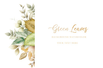  beautiful wedding card with green and golden leaves