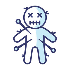 Voodoo doll. Ritual object for witchcraft, magic and casting spells or damage to a person.
