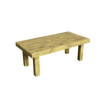 wooden table isolated on white , 3d render
