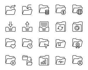 Outline icons set for Folder.